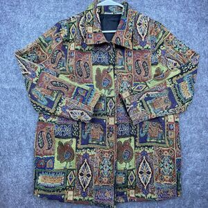 Tapestry Jacket Womens Large Brocade Jacquard Elephant Bird Boho Hippie